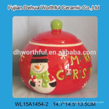 Merry christmas snowman shape ceramic cookie jar for storage